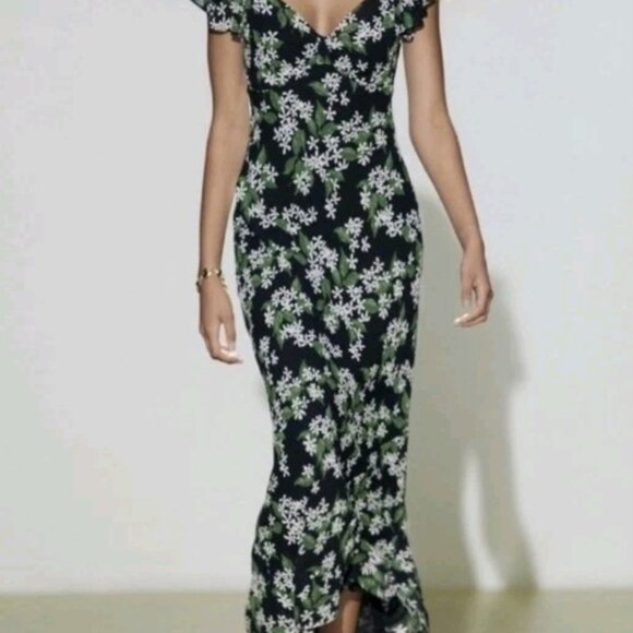 New Women's Reformation Lisola Beautiful Floral Maxi Dress Black S - Picture 8 of 8